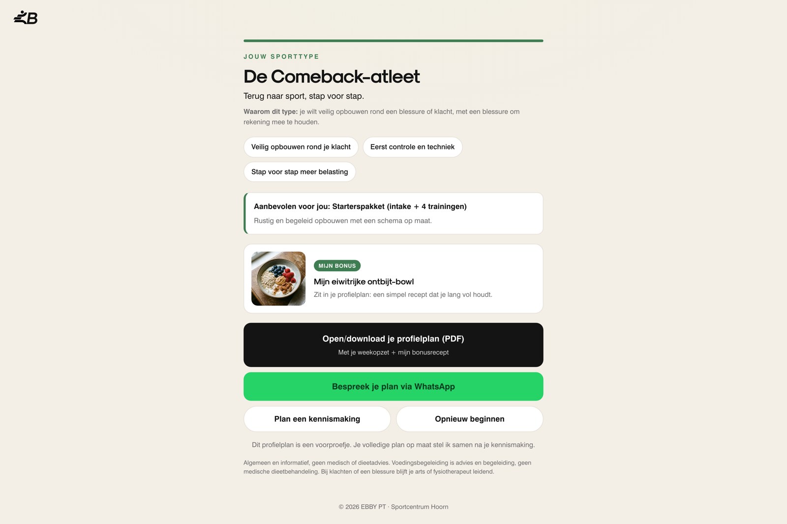 Het plan na de quiz