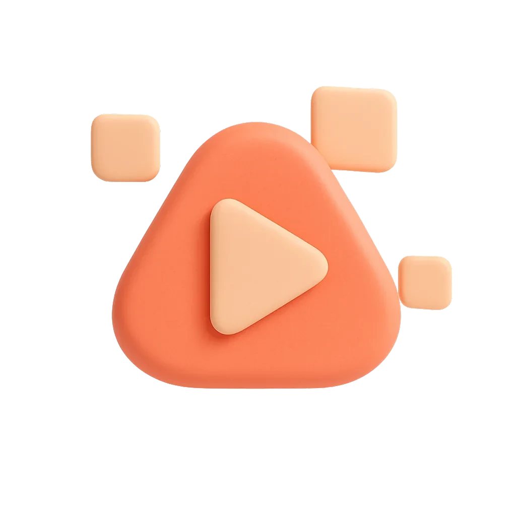 Floating feed tiles and a play button