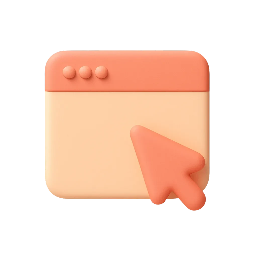 Floating browser window with a blinking cursor